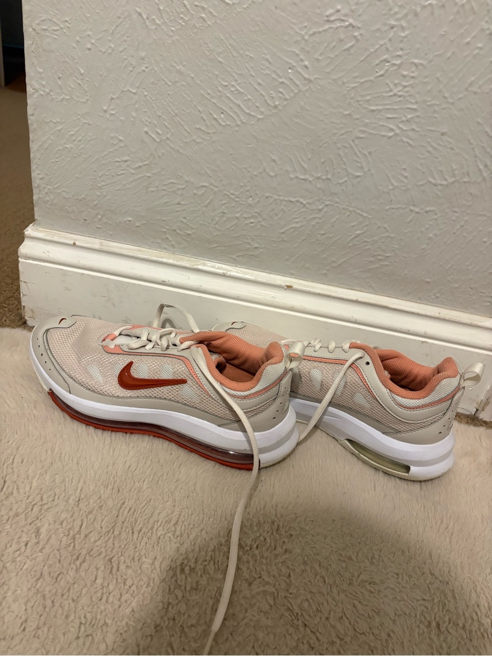 Nike Women's Air Max Platform Sneakers in Cream with Coral Accents